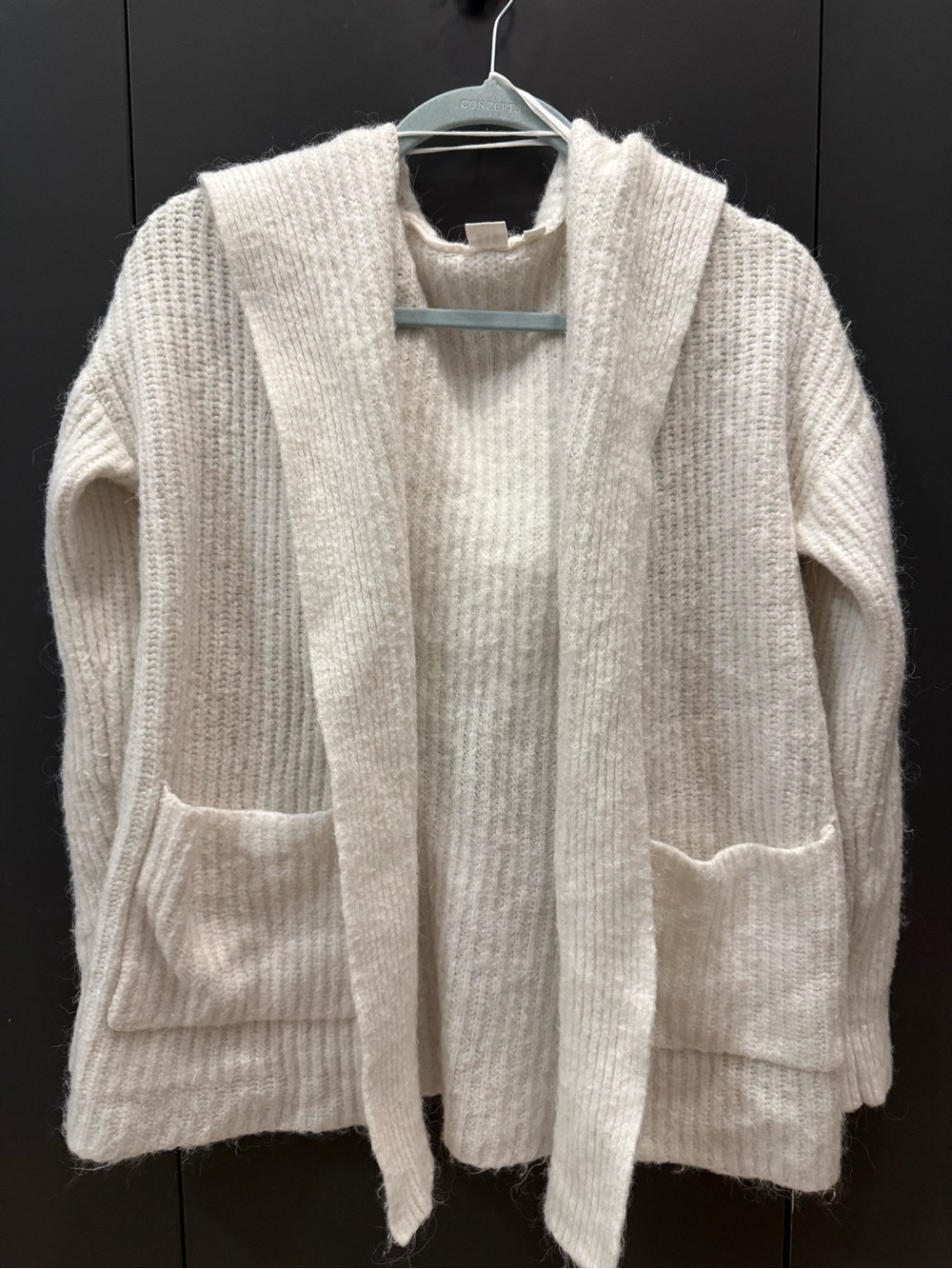 GAP Cream Hooded Ribbed Open-Front Cardigan - Picture 5 of 10